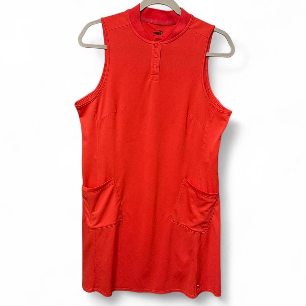 Puma‎ Lightweight Athletic Golf Dress Pockets Moisture Wicking Large Red Coral